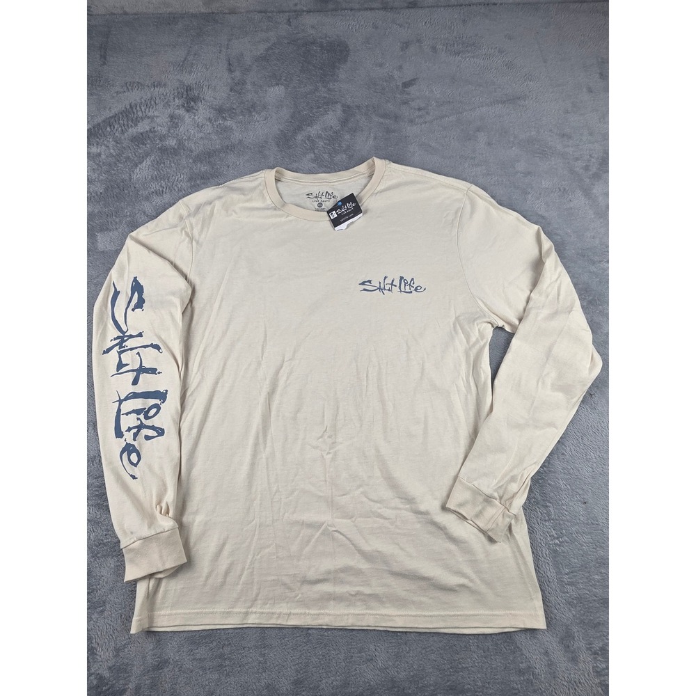 NWT Salt Life Long Sleeve Graphic Womens T-Shirt Beige Lighthouse Anchor 2XL